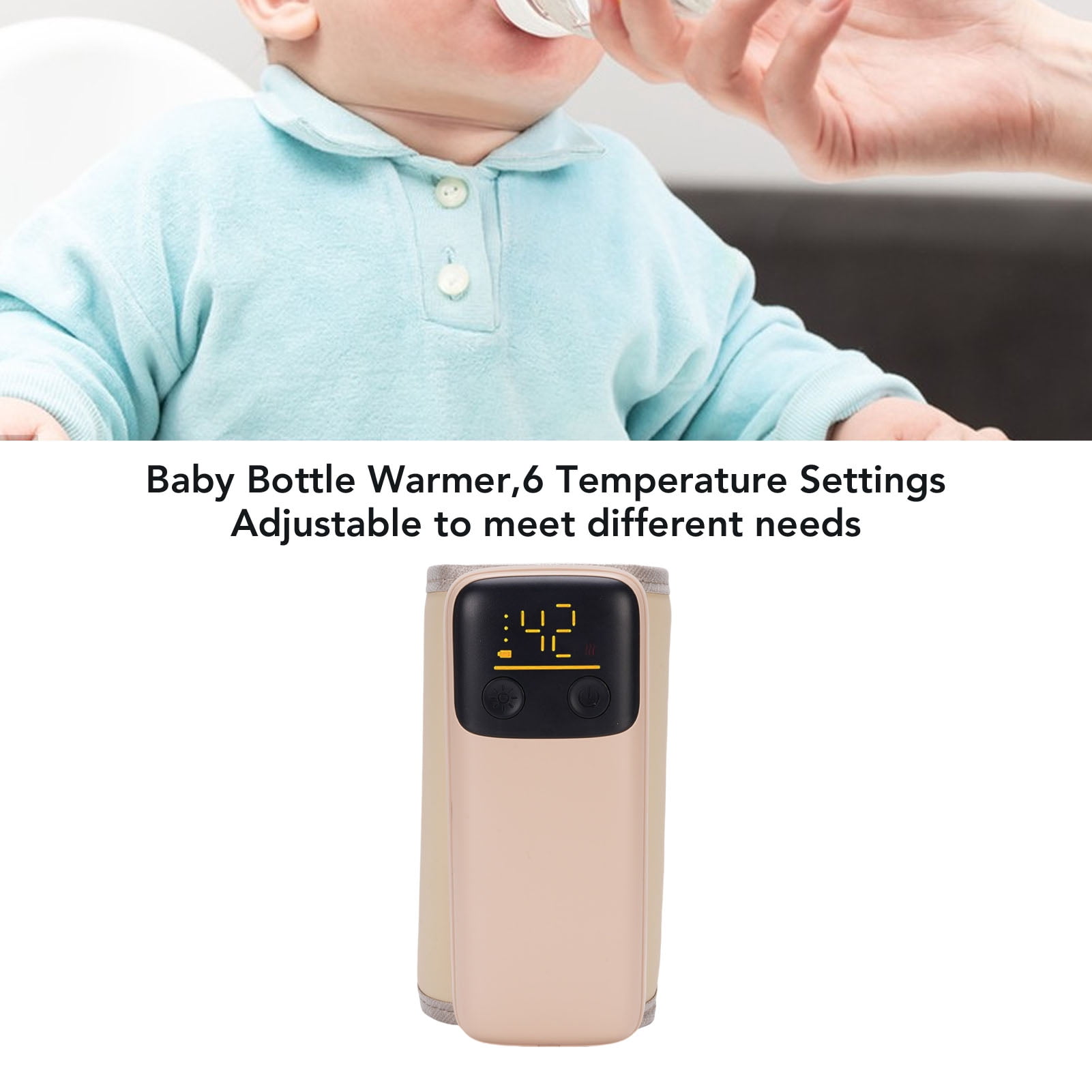 Riousery Portable Baby Bottle Warmer with LCD Screen, 6000mAh Battery Powered Travel Milk Heater 6 Gears Temp Control (37°C-55°C / 98.6°F-131°F)