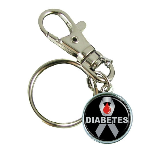 Diabetes Awareness Keychain Support Silver Plated Jewelry Key Chain