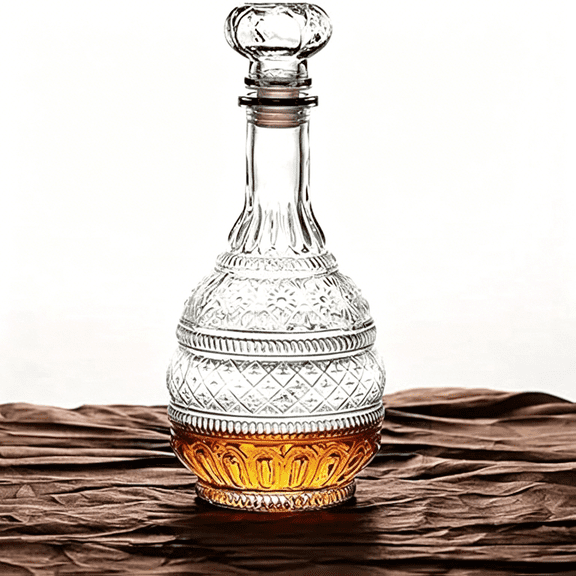 ACDANC Liquor Decanter,Glass Spirits Decanter with Airtight Stopper,Whiskey Vodka Bourbon Decanter Bottle for Gift,Home,Bar,Party Decor,34Oz/1000Ml Clear