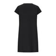 thumbnail image 5 of Summer Dress Saving! Women's Casual Plus Size Cotton Linen Crewneck Loose Short Sleeve Solid Mini Dress Black 3XL, 5 of 5