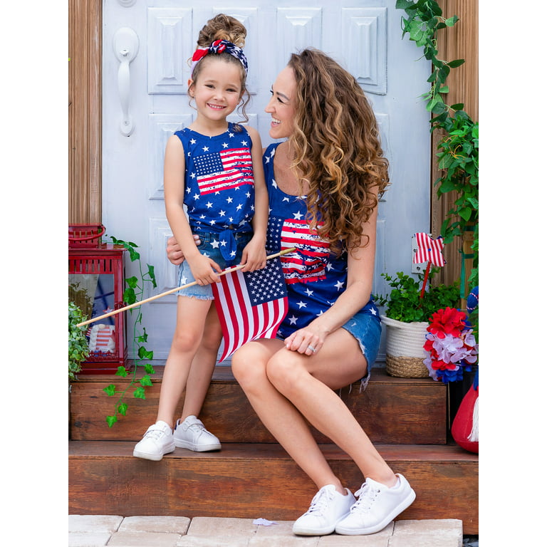 woshilaocai Mommy and Me Matching Outfits Womens Baby Girl 4th of July Tank  Top Mother Daughter Matching Outfits Family Matching Clothes