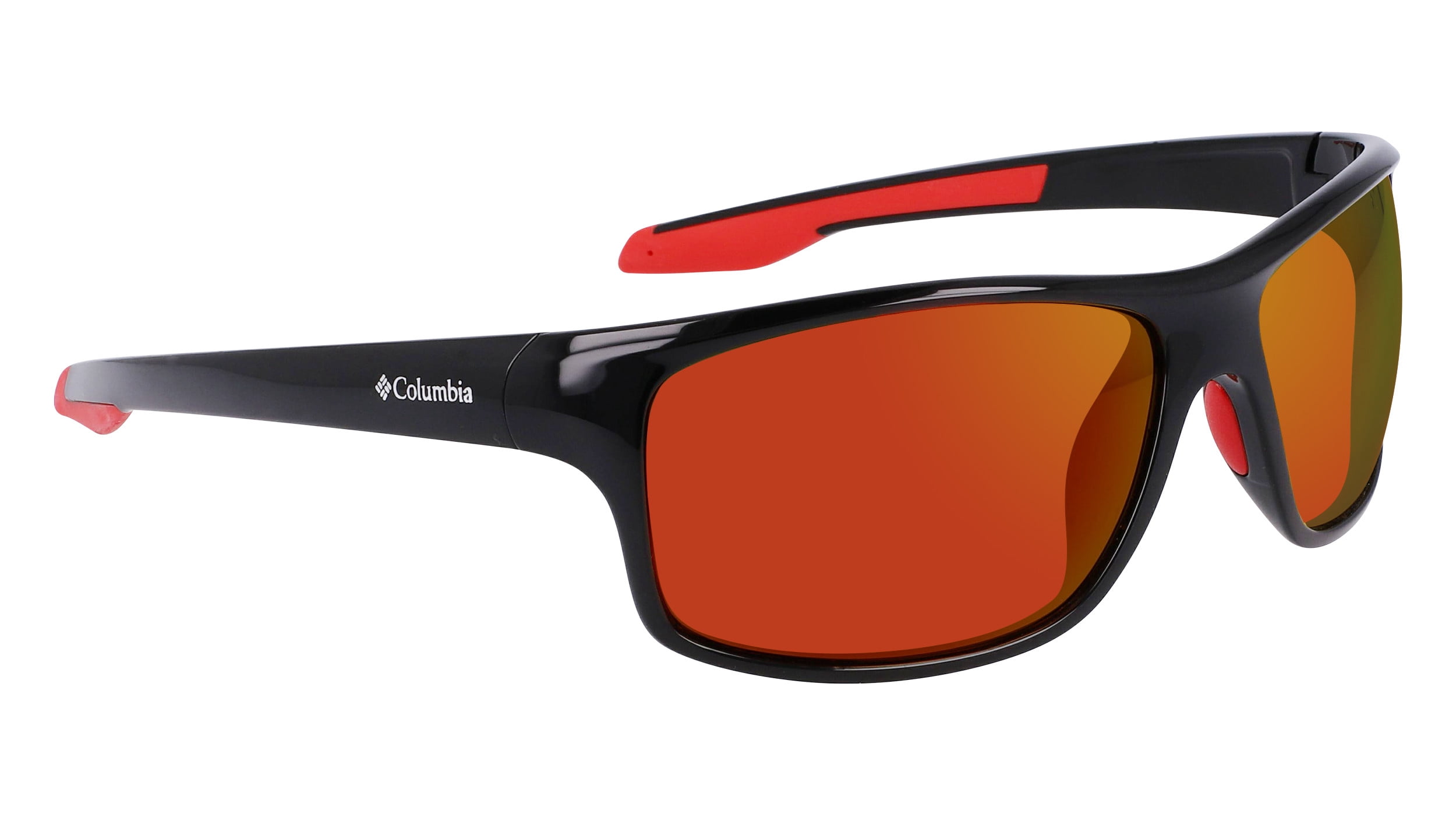 COLUMBIA BURR - C559SPG_009, WRAP SUNGLASS, SHINY BLACK + RED FRAME & RED REVO POLARIZED LENS