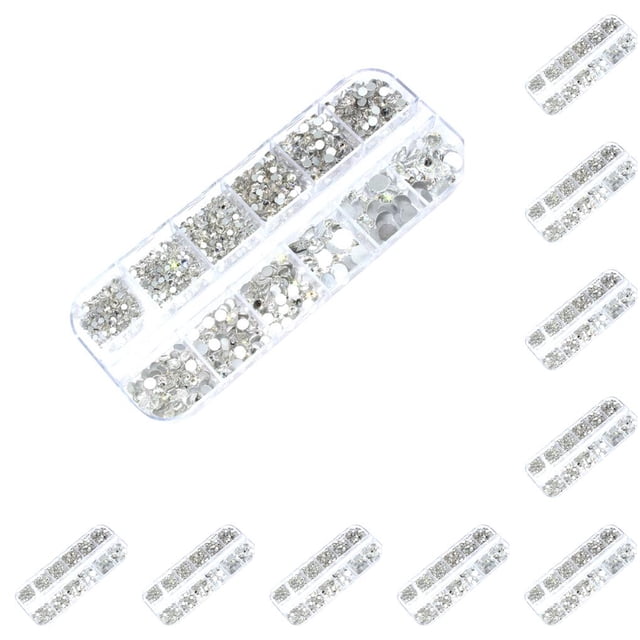 Vogacara Nail Pixie Beads Crystal Rhinestones Gravel Stone Suministros de bricolaje confiables Usos versátiles para doméstico 11color 1440 Cuentas blancas 2000 piezas 10piezas