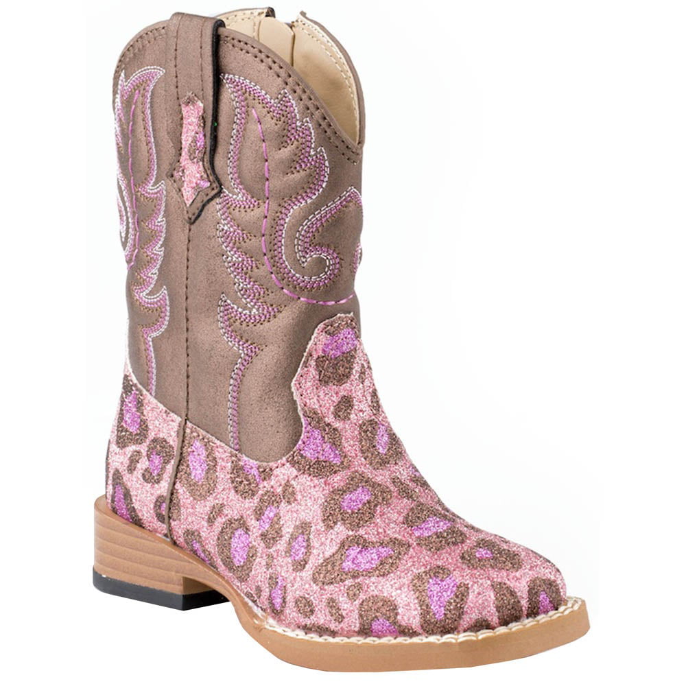 ROPER Girls Glitter Aztec Western Boot Square Toe Pink 5 D 