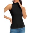 thumbnail image 2 of Chaleco elástico suave y ajustado básico sin mangas con cuello alto para mujer, 2 of 7