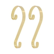 Haute Decor Stocking Scrolls ® Mantel Hooks - Shiny Brass    Size: 2 Pack