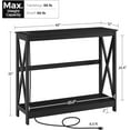 thumbnail image 2 of SSyao 2 Tier X-Design Console Table Sofa Side Table with Storage Shelf for Living Room Narrow Space, Entryway and Hallway-with Power Outlet-Black, 2 of 9