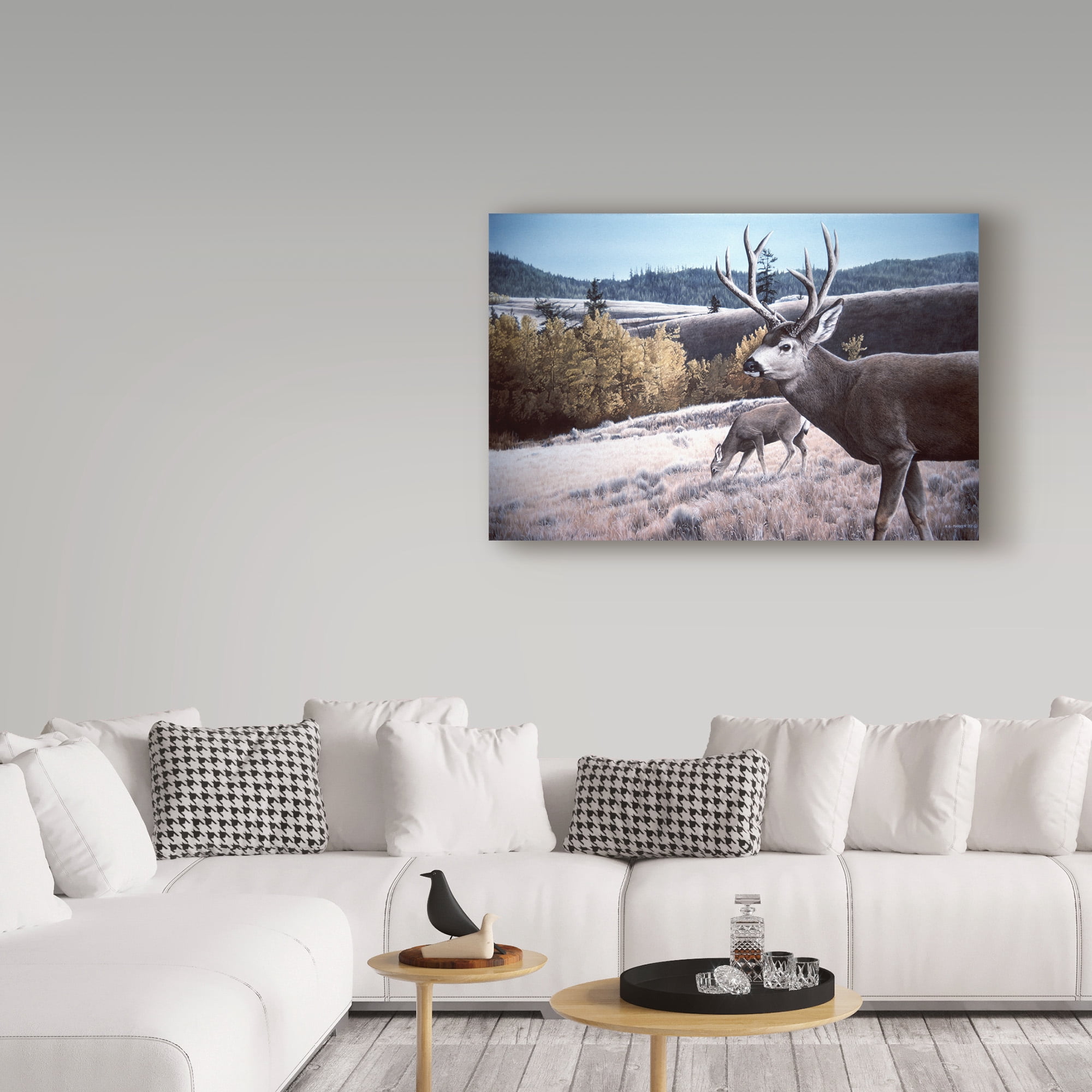 Trademark Fine Art 'Mule Deer In Aspen' Canvas Art by Ron Parker