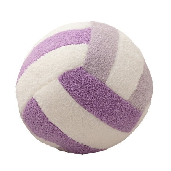 1Pcs 9.45in Volleyball Pillow Sport Ball Pillow Fluffy Plush Stuffed Cushion Volleyball Sport Theme Party Plush Soft Cushion Toy Gift for Ball Enthusiast Room Decor，Purple And White