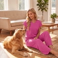 thumbnail image 5 of Cueply 2 Piece Sets for Women Summer Casual Vacation Outfits Cap Sleeve Wide Leg Long Pants Lounge Sets, 5 of 10