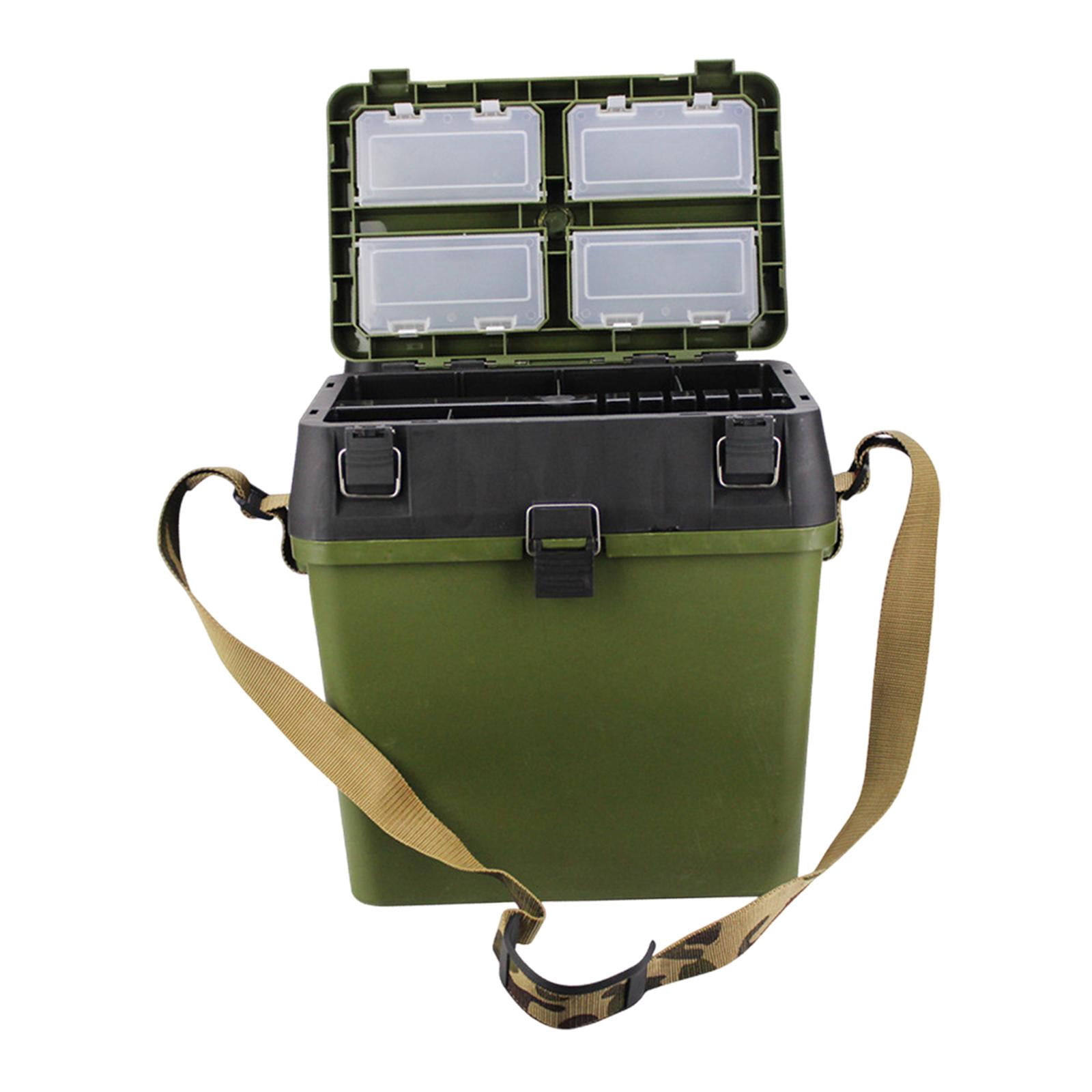 harayaa ing Tackle Box Trunk Storage Box Portable Folding Handheld Multifunctional ing Tool Gear Hooks Lures Case Bucket Dark Green