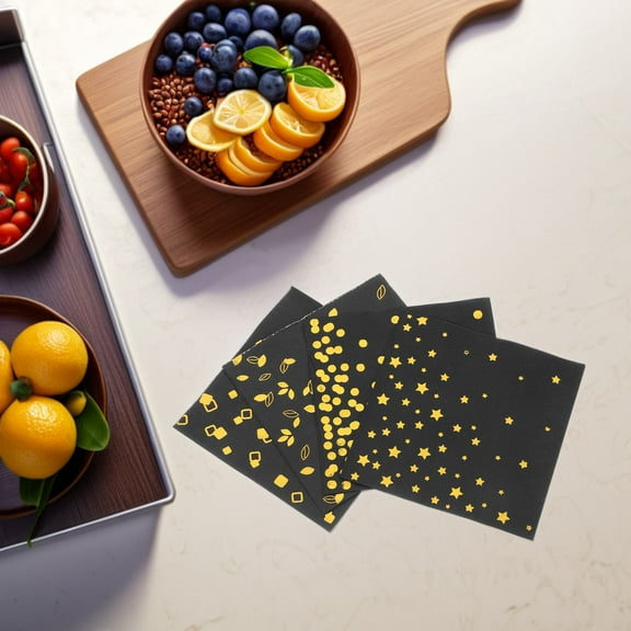 Hemoton Gold Foil Party Napkins Disposable Paper Hand Towels White and Gold Napkins for Birthday Wedding Holiday