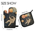 thumbnail image 2 of Yayeee Oven Mitts and Pot Holder Set of 2 Heat Resistant Kitchen Gloves Baking Hot Pad, Retro Watercolor Planet, 2 of 5