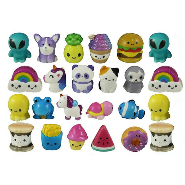 Set of 24 (2 Dozen) Cute Micro Slow Rise Squishy Toys - Mini Animals and  Foods - Memory Foam Party Favors, Prizes, OT (RANDOM SELECTION) -  