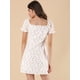 thumbnail image 5 of Vestidos Con Volantes Y Volantes En La Parte Delantera Con Pliegues Y Escote Corazón Con Mangas Abullonadas Florales Para Mujer blanco XL, 5 of 6