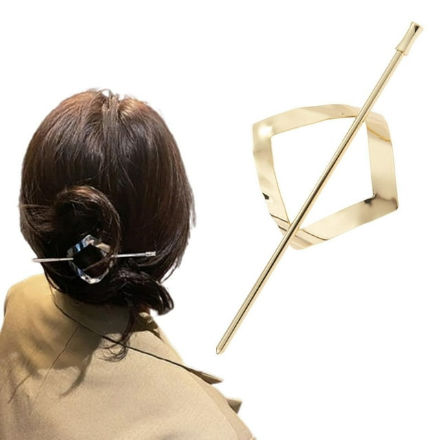 Hoop And Pin Barrette Vintage Geometric Hair Circle And Sticks Hair Accessory Metal Arc Hair Edit Hoop Clips,Gold Polyester Hair Clip