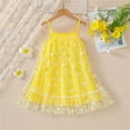 thumbnail image 5 of Girls Summer Floral Print Dresses Flowy Sleeveless V Neck Bow Shoulder Ruched Waist Casual Play Sundress Yellow 4-5 Years, 5 of 5