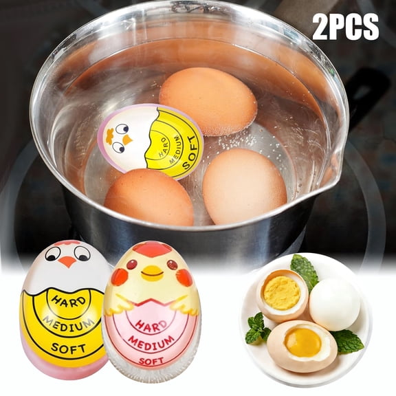 KOYPTL Egg Timer for Boiling Eggs 2PCS,Chick Cooking Timer Color Change Observation Reminder for Boiling Soft/Medium/Hard Egg,Changes Color When Done,Kitchen Cooking Accessories for Easter Breakfast