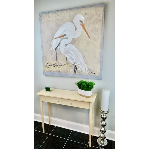 Unfinished Pine Shaker Console Sofa Wall Table With Tapered Legs-36" long x 11.25" deep x 30" tall