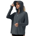 thumbnail image 2 of Dweltoz Women's Sun Protective Jacket with Mask and Brim Lightweight Ice Silk Summer Rash Guard Long Sleeve Full Zip Uv Shirt for Outdoor,Black One Size, 2 of 4