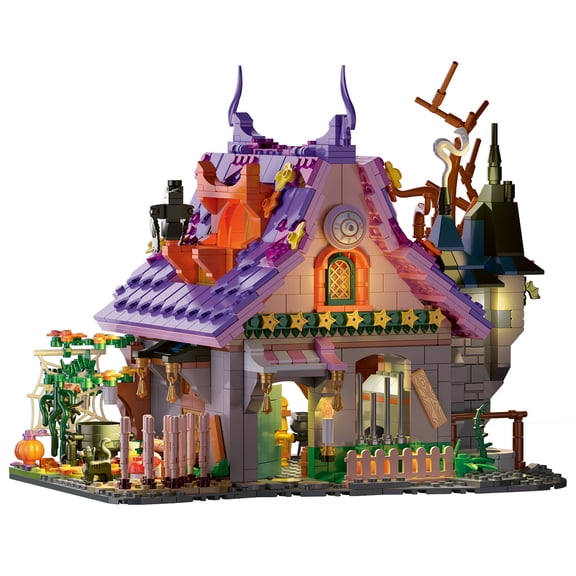 Vyytoz Wizard Cottage Building Set with Light, 1202Pcs Architecture Model, Creative Display Toy