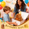 thumbnail image 4 of Capybara Plush with Happy Birthday Hat Bow Soft Capibara Stuffed Animal Plushies Toys for Birthday Gifts Party Decoration for Kids Brown 9 inch, 4 of 7