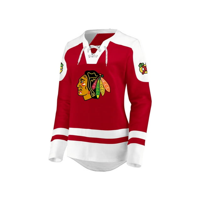 Majestic Femmes Chicago Blackhawks LNH Centre à Manches Longues à Lacets Col Ras du Cou - Moyen