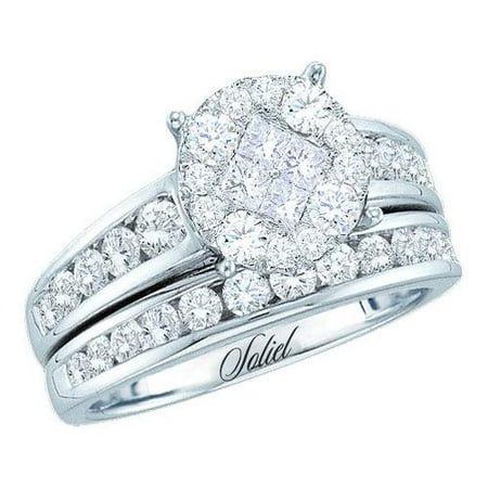 0.50Ct Diamond Soliel Bridal Set Womens Fixed Ring Size - 7