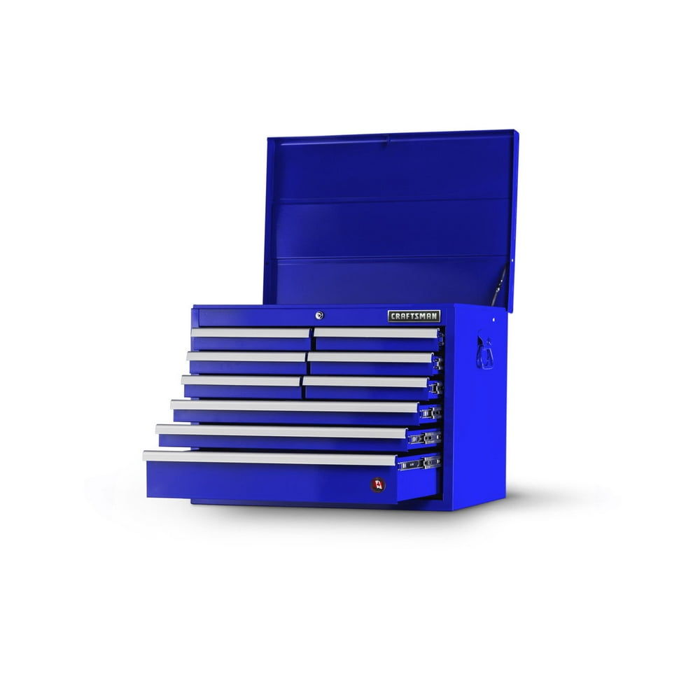 Craftsman Tool Box Top Chest 27 in. 9Drawer Standard Duty Ball Bearing Slides Blue Toolbox