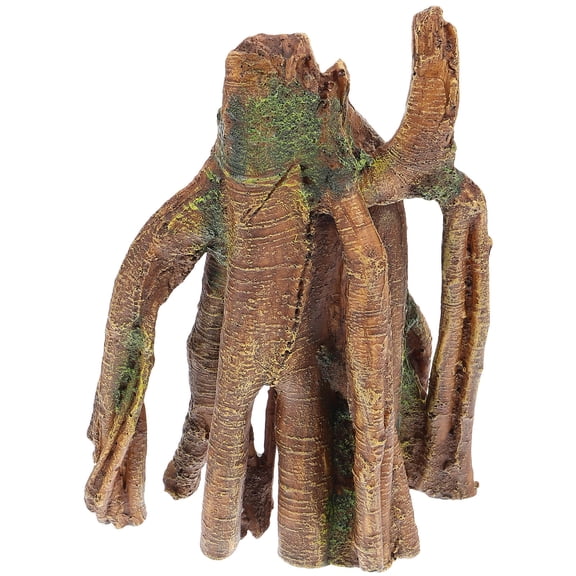 FONDOTIN Artificial Tree for Underwater Aquarium Decoration Resin Stump Light Brown Natural Look