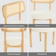 thumbnail image 4 of Joyyskill Upholstered Rattan Dining Chairs Set of 4, Mid Century Modern Kitchen Chairs with Curved Back and Solid Wood Legs Armless Accent Chair, Natural Oak/White Boucle, 4 of 6