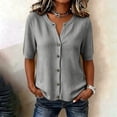 thumbnail image 2 of dazeni Women's Short Sleeve Sweater Lightweight Knit Button Down Cardigan Jackets Summer Casual Open Front Cardigans Clothes Gray, 2 of 5