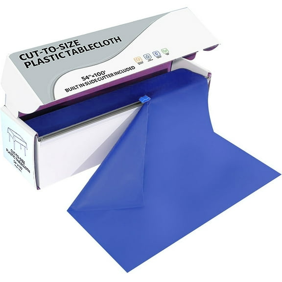 Plastic Tablecloth Roll - 54" x300' Black Plastic Table Cloths for Parties Disposable with Cutter Box - Cut to Size Disposable Tablecloth Plastic Table Cover for Rectangle & Round Changmaius