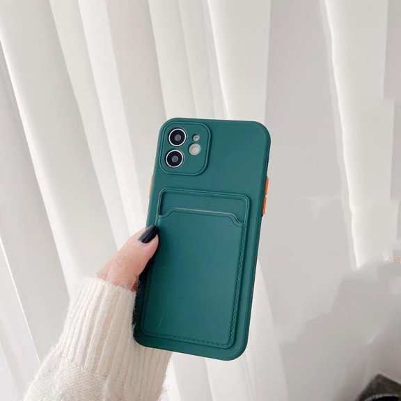 iPhone11 6.1 case with Card Holder, Ultra Slim Fit Silicone TPU Phone Cover Soft Shockproof Protective Phone case for iPhone11 6.1 - Deep Green