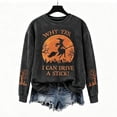 thumbnail image 3 of Women's Salem Broom Company Printed Sweatshirt Halloween Salem Witch Spooky Season Sweatshirt Crewneck Vintage Scary Pullover Tops Black S, 3 of 5