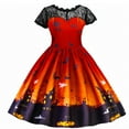 thumbnail image 1 of KAWELL Girls Halloween Outfit Lace Pumpkin Ghost Fancy Costume Halloween Dress, 1 of 6