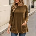 thumbnail image 6 of NominalSnug Women's Velvet Long Sleeve Tunic Top Casual Crew Neck Loose‑Fit Shirt With Front Pockets, 6 of 8