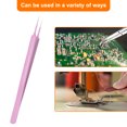 thumbnail image 5 of Uxcell 1Pc Stainless Steel Tweezers Long Handle Curved Serrated Tip Pink, 5 of 6