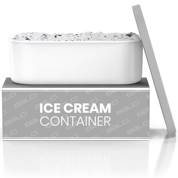 Recipiente para helado BALCI de 2 litros con tapas de silicona y cuchara, color gris