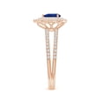 thumbnail image 3 of ANGARA Natural Split Shank Pear Sapphire and Diamond Double Halo Ring in 14K Rose Gold for Women (Size-6x4mm) | September Birthstone, Anniversary, Jewelry Gift for Women | Natural Blue Sapphire Ring, 3 of 9