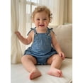 thumbnail image 6 of BemeyourBBs Newborn Baby Girl Denim Overalls Bubble Romper Western Baby Girl Cowgirl Outfit Cute Baby Girls Summer Clothes Ruffled Back Bow Sleeveless Backless Jean Bodysuit Playsuit Jumpsuit, 6 of 9