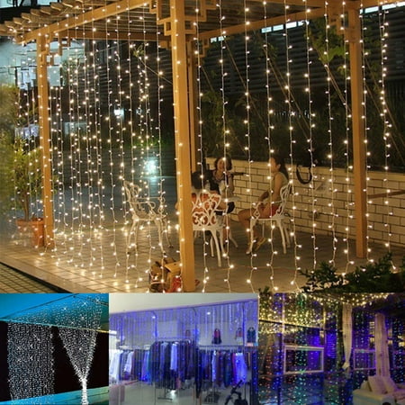 Curtain Icicle Lights, 300 LED, 9.8ft x 9.8ft, 8 Modes Fairy String Lights, for Wedding Christmas Holiday Party Home Garden (Best Brand Of Led Christmas Lights)