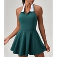 thumbnail image 3 of Gytharion Women's Athletic Tank Dresses Fashion Slim Fit Collared Halter Tennis Golf Dress Summer Solid Sleeveless Workout Active Mini Dress, 3 of 8