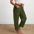 thumbnail image 4 of Oiangi Women's Barrel Pants Button High Waisted Twill Dress Pant Fall Casual Business Ankle Trousers with Pockets Army Green 2XL, 4 of 7