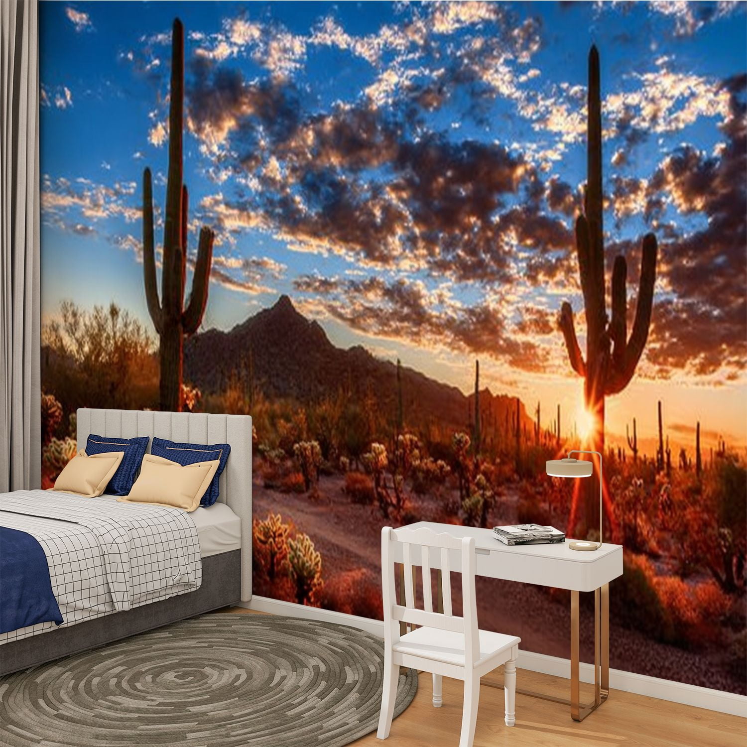 Peel and Stick Wallpaper desert landscape sunset Modern Art Wall Mural Decor Self Adhesive and Removable 100in x 144in
