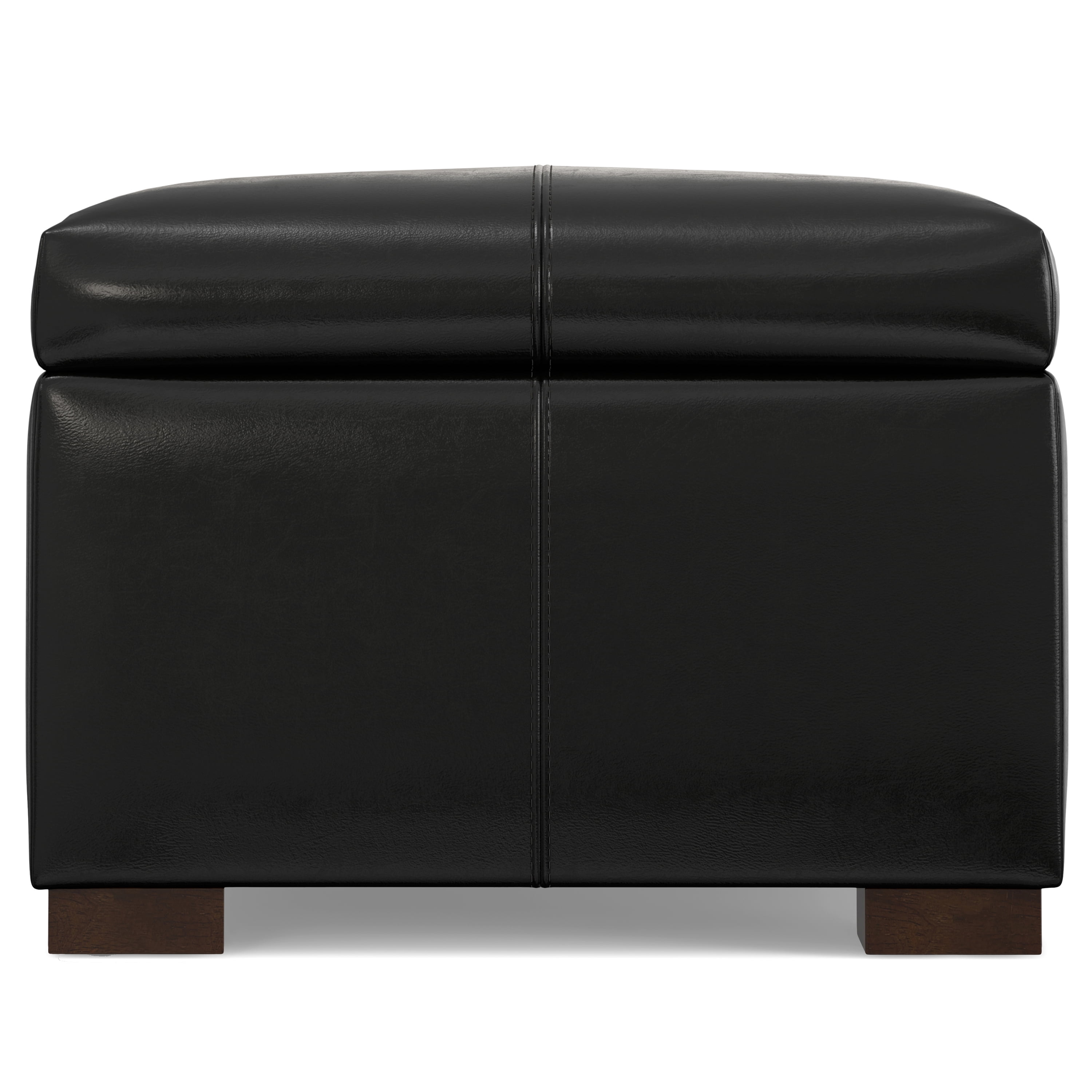 Gabbie 48 inch Wide Rectangular Storage Ottoman in Midnight Black PU Vegan Leather