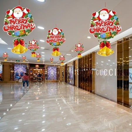 

2 Pcs Santa Snowman Christmas Shop Shopping Mall Christmas Party Xmas Pendant