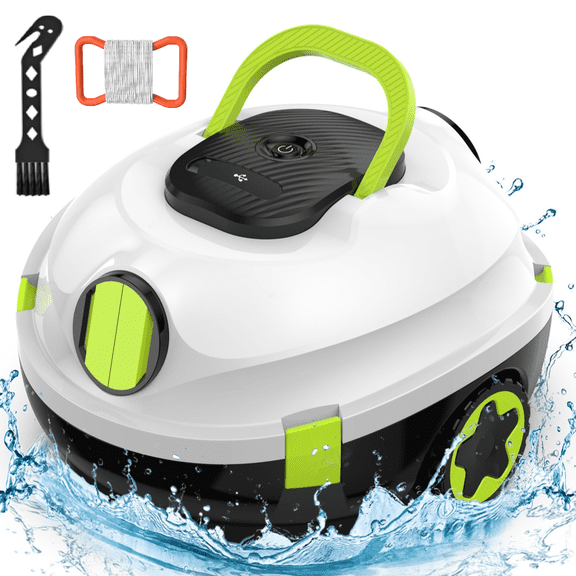 POWEART Cordless Robotic Pool Cleaner, 120-Min Auto Vacuum, Smart Edge Shutoff, Deep Clean, Large Filter Basket for Flat Above-Ground Swimming Pools