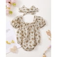 thumbnail image 3 of Infant Baby Floral Romper Summer Clothes Girl Short Sleeve Rompers Baby Girl Clothes 0-3 Months Apricot, 3 of 6