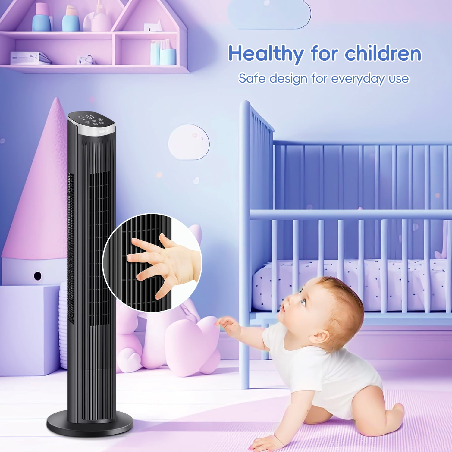 40Inch Tower Fans for Home, CIICII 90 Oscillating Floor Fan,LED Display with Remote,28ft/s High Velocity,5 Speeds, 12H Timer, 3 Modes- Black